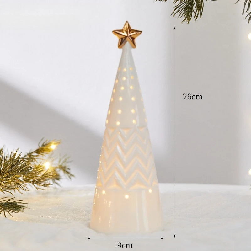 Ceramic Light Up Christmas Tree House Desktop