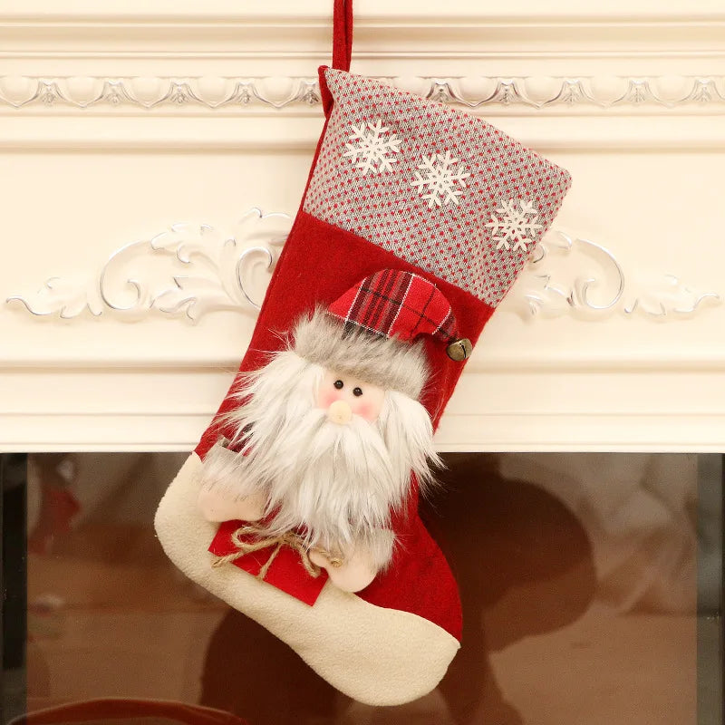 Santa Snowman Reindeer Christmas Stocking Ornament