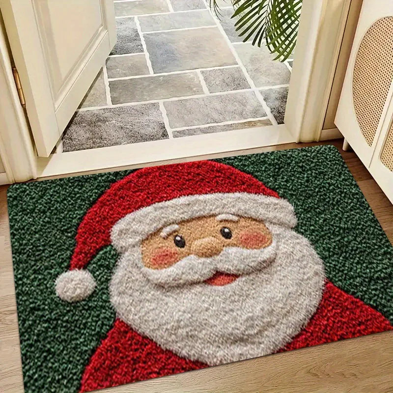Red Santa Claus Christmas Door Mat