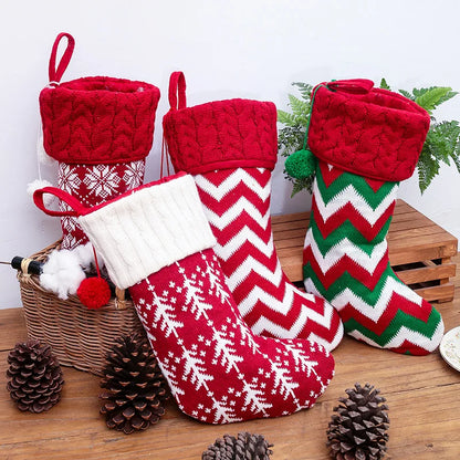 Knitted Fleece Christmas Stockings Candy Bags