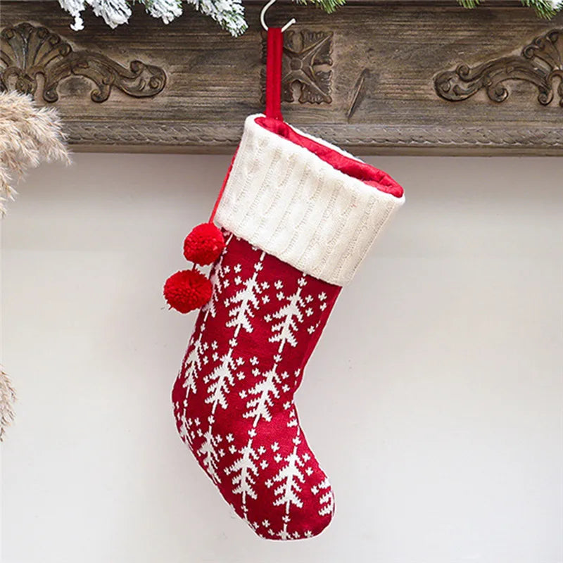 Knitted Fleece Christmas Stockings Candy Bags
