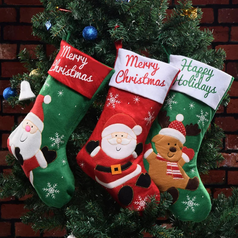 Knitted Fleece Christmas Stockings Candy Bags