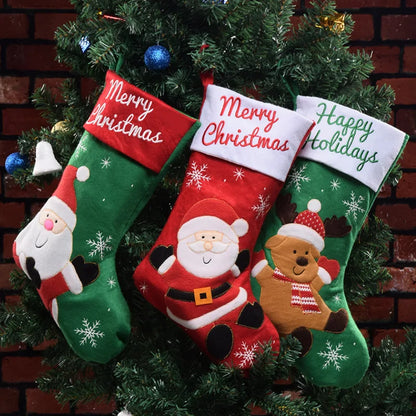 Knitted Fleece Christmas Stockings Candy Bags