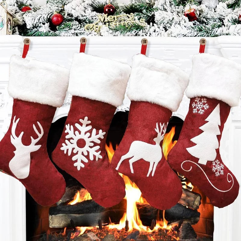 Knitted Fleece Christmas Stockings Candy Bags