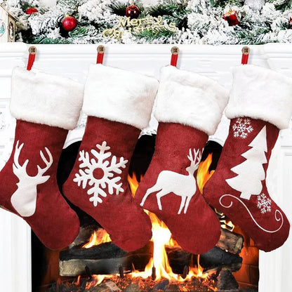 Knitted Fleece Christmas Stockings Candy Bags