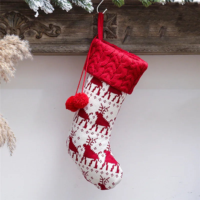Knitted Fleece Christmas Stockings Candy Bags