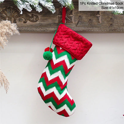 Knitted Fleece Christmas Stockings Candy Bags