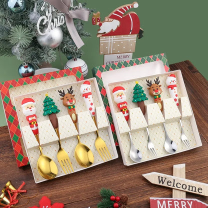 Stainless Steel Christmas Cutlery Set