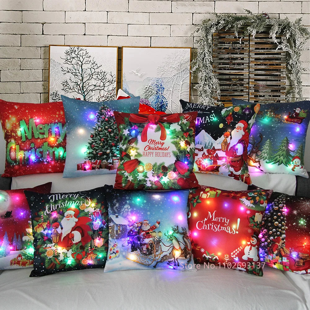LED Santa Claus Cushion Cover