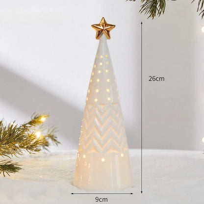 Ceramic Light Up Christmas Tree House Desktop