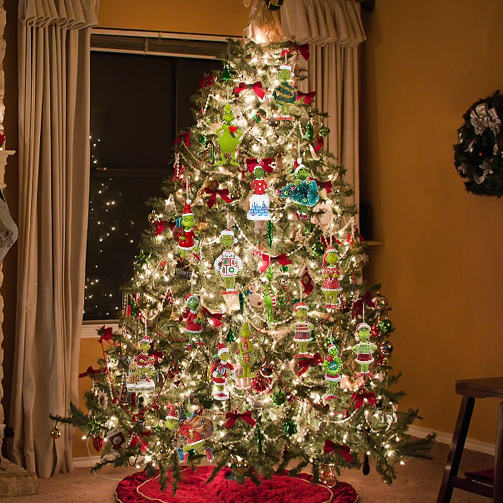 18-Piece Acrylic Green Monster Christmas