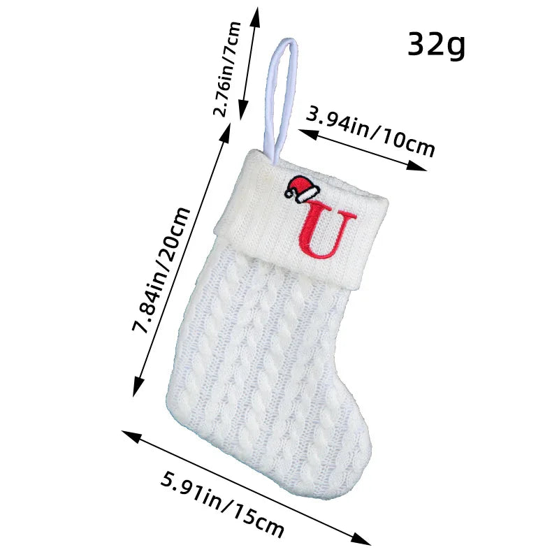 Knitted White Christmas Socks