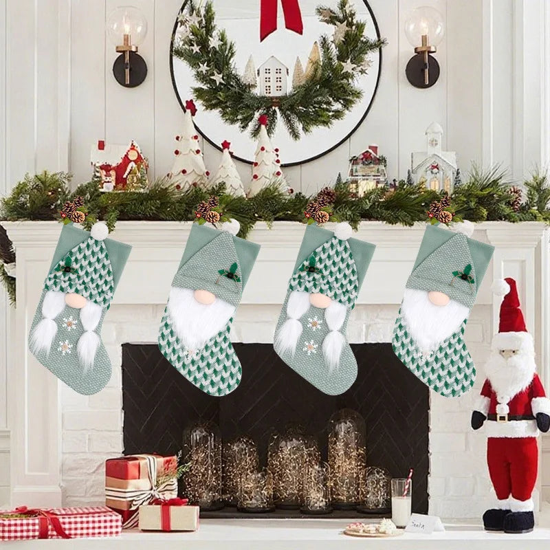 Knitted Green Christmas Gift Socks