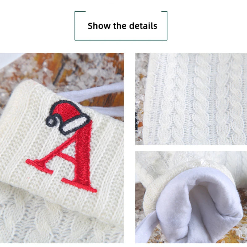 Knitted White Christmas Socks