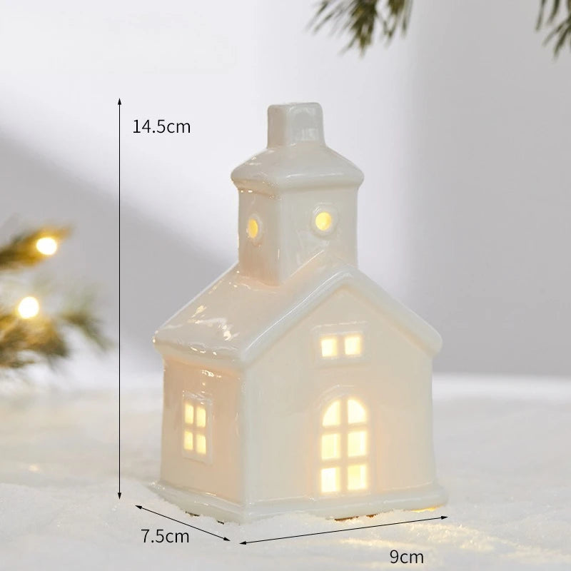 Ceramic Light Up Christmas Tree House Desktop