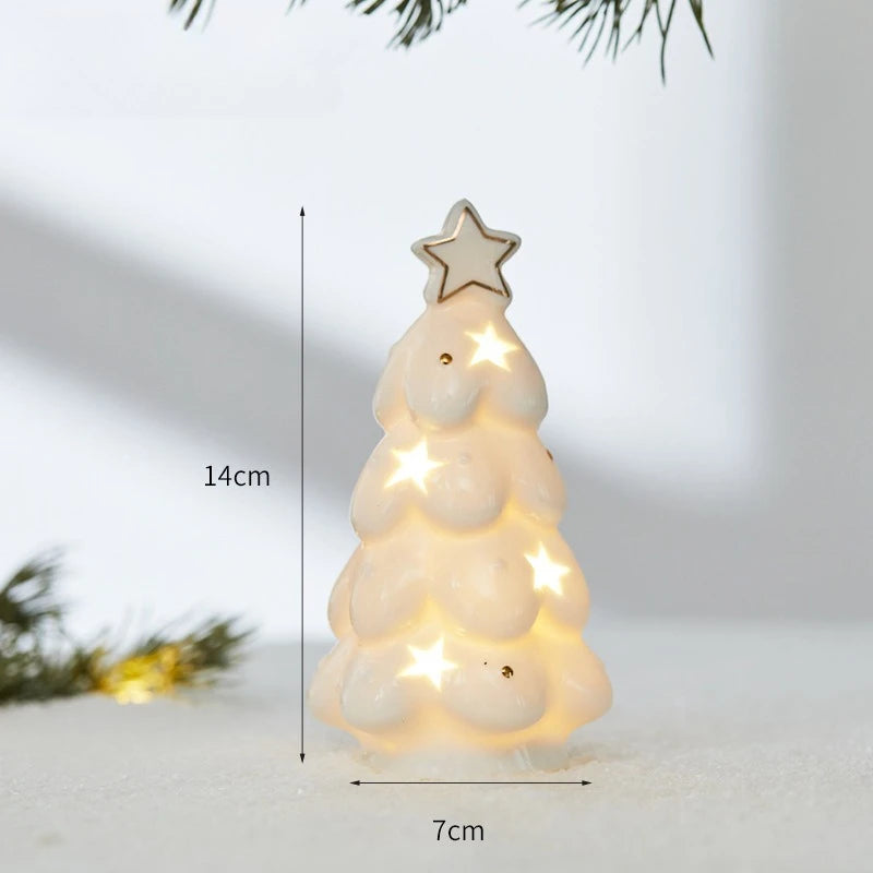 Ceramic Light Up Christmas Tree House Desktop