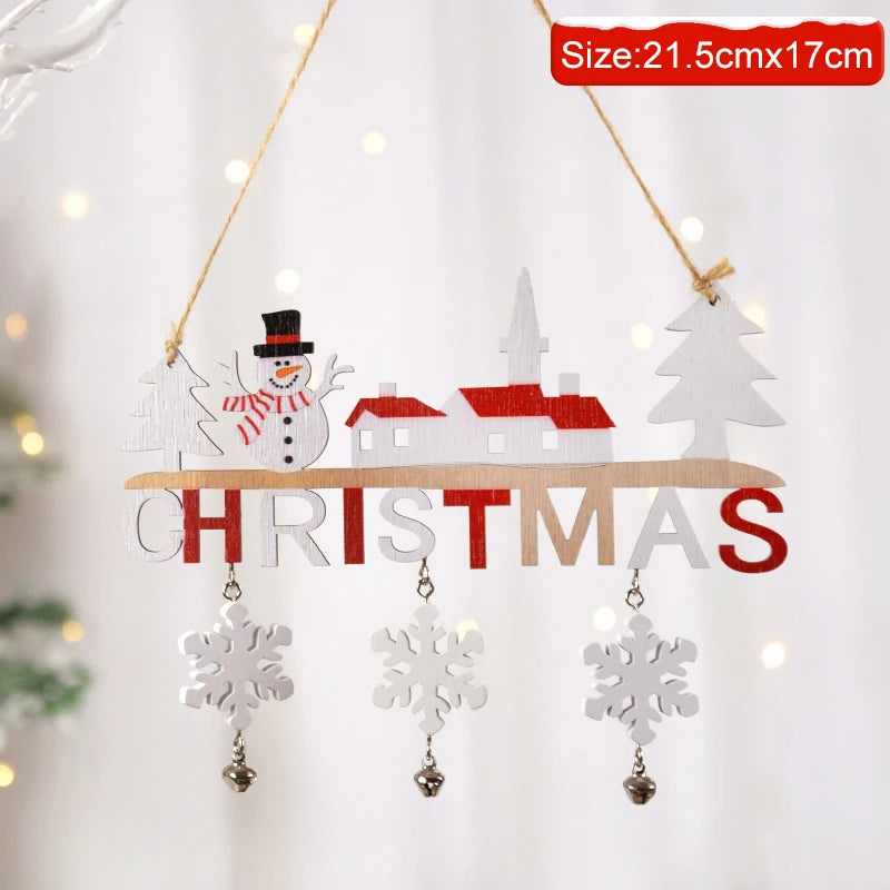 Wooden Santa Snowman Door Hanging Christmas Tree