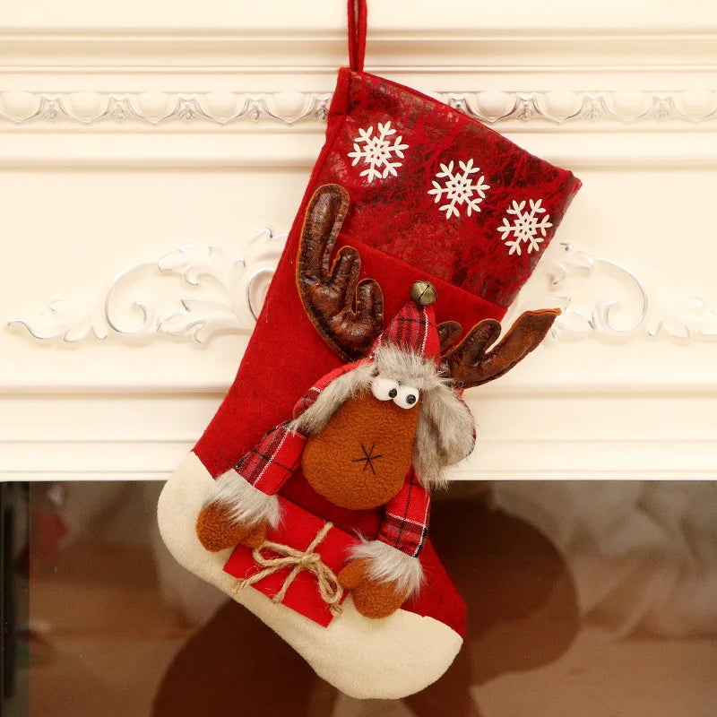 Santa Snowman Reindeer Christmas Stocking Ornament