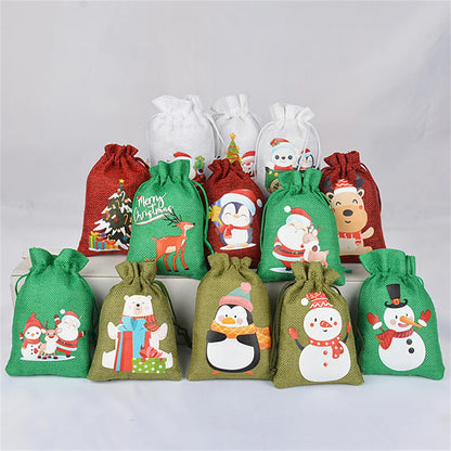 Linen Cotton Christmas Gift Bags