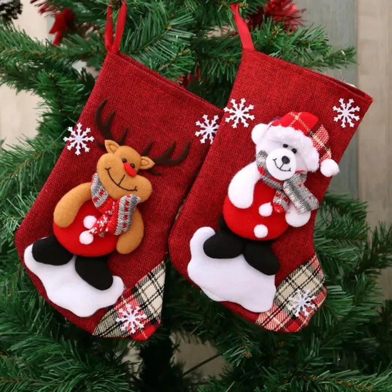 Santa and Elk Christmas Gift Stockings