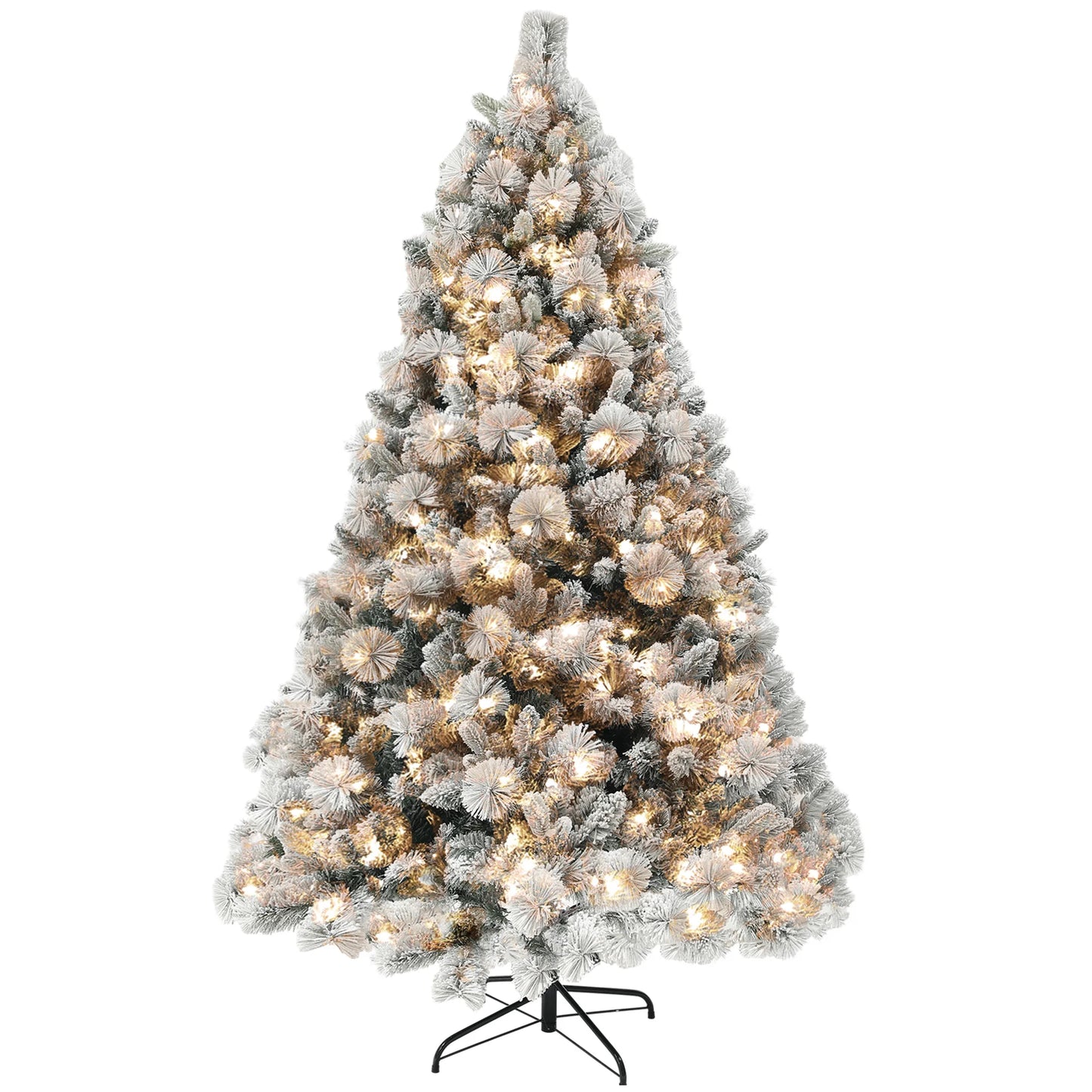 6.5ft Prelit Flocked Artificial Christmas Tree with 350 Lights