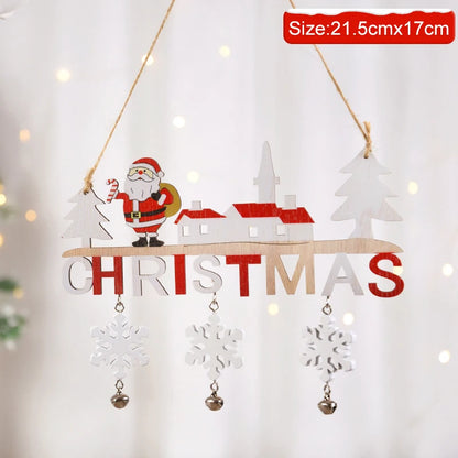 Wooden Santa Snowman Door Hanging Christmas Tree