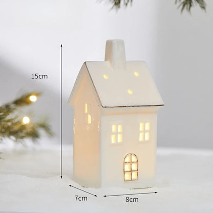 Ceramic Light Up Christmas Tree House Desktop