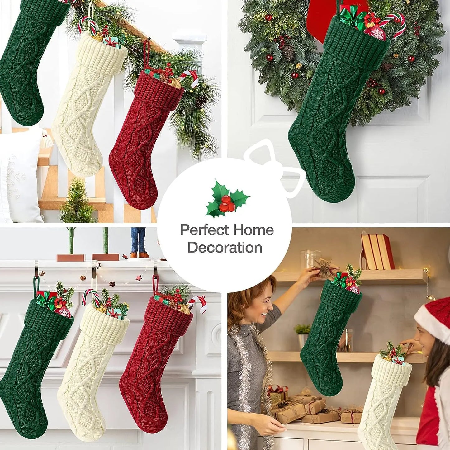 Large Knitted Cotton Christmas Stockings