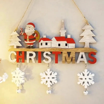 Wooden Santa Snowman Door Hanging Christmas Tree