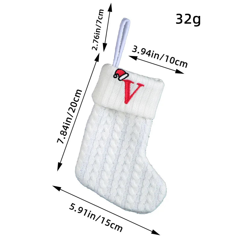 Knitted White Christmas Socks