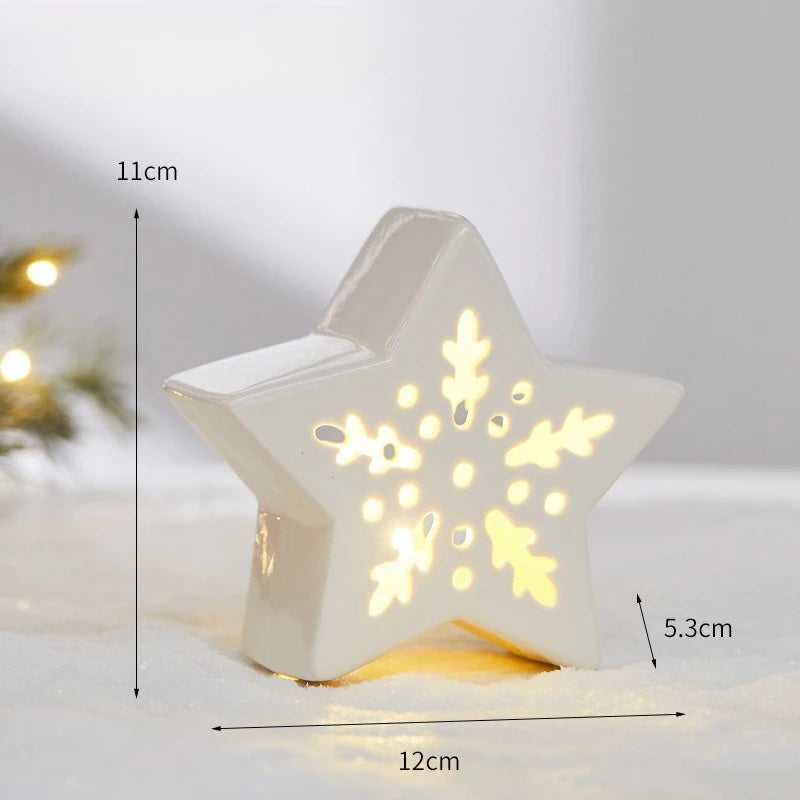 Ceramic Light Up Christmas Tree House Desktop