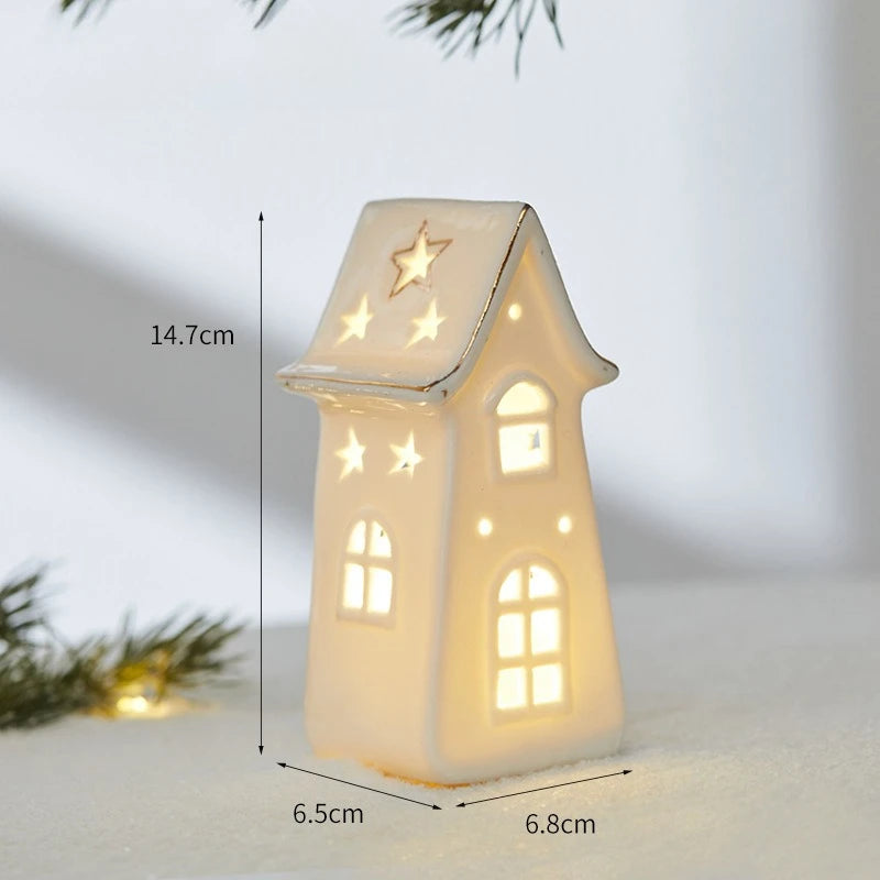 Ceramic Light Up Christmas Tree House Desktop