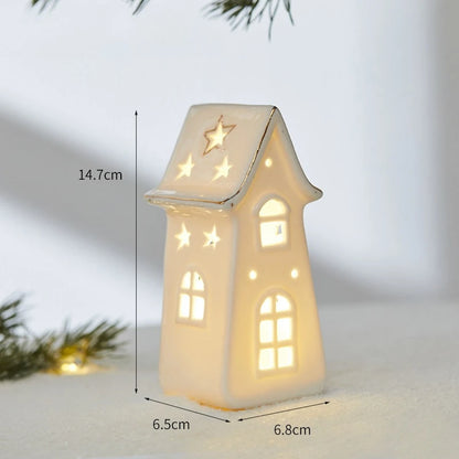 Ceramic Light Up Christmas Tree House Desktop