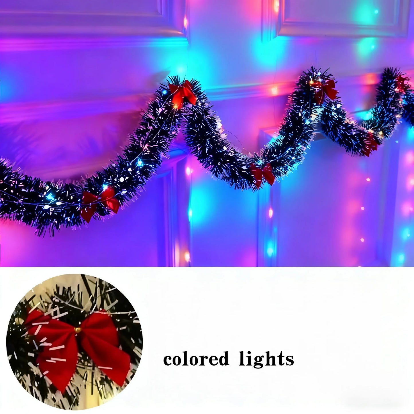2m Christmas Tinsel Garland LED Light
