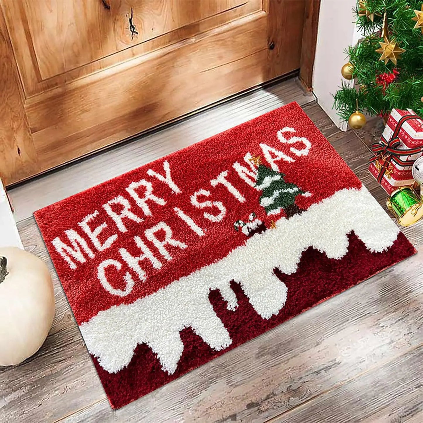 Red Santa Claus Christmas Door Mat