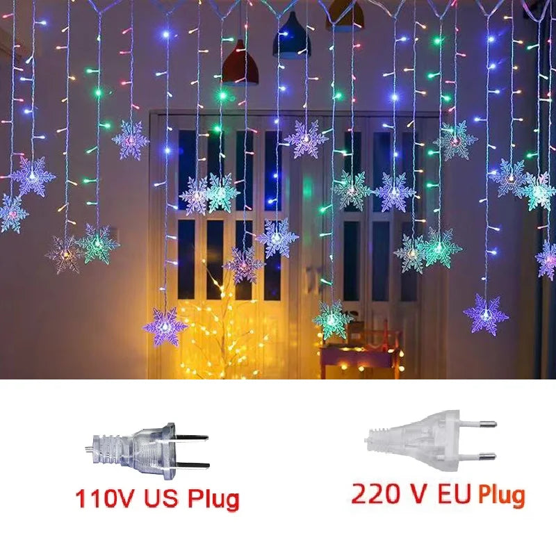 3.2M Snowflake LED Curtain String Lights