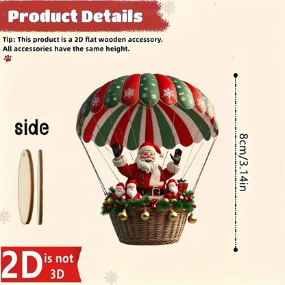 10pcs Wooden Santa Hot Air Balloon Christmas Tree