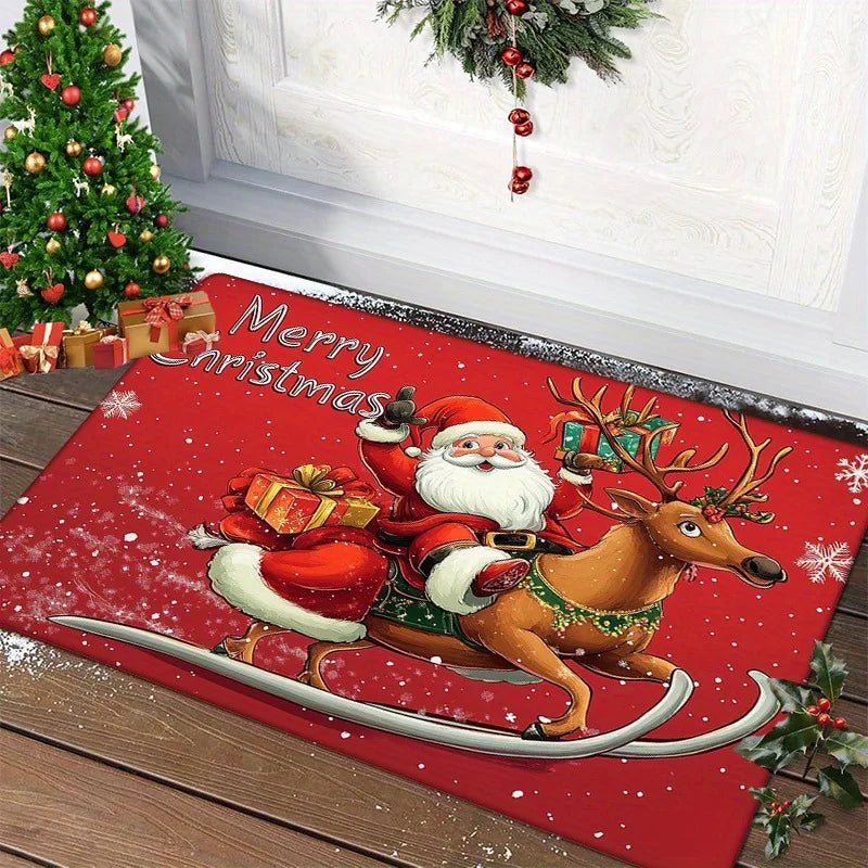 Red Santa Claus Christmas Door Mat
