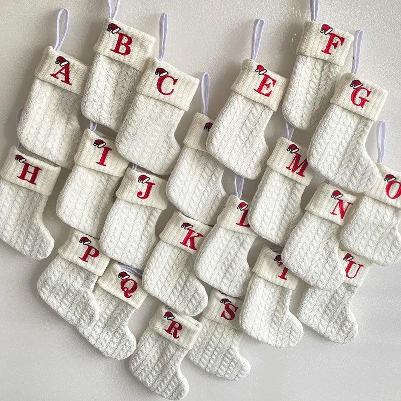 Knitted White Christmas Socks