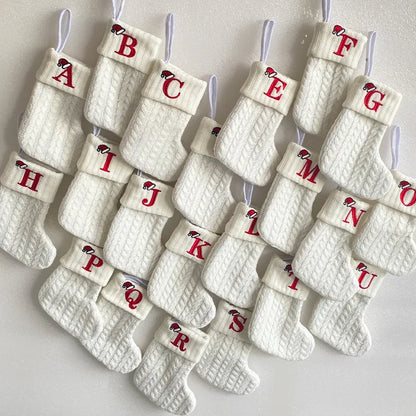 Knitted White Christmas Socks