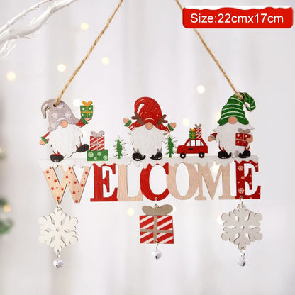 Wooden Santa Snowman Door Hanging Christmas Tree