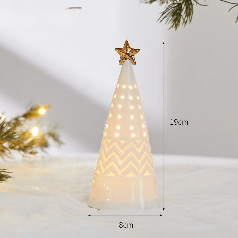 Ceramic Light Up Christmas Tree House Desktop