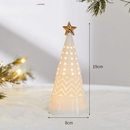 Ceramic Light Up Christmas Tree House Desktop