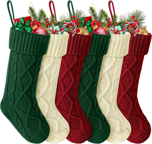 Large Knitted Cotton Christmas Stockings