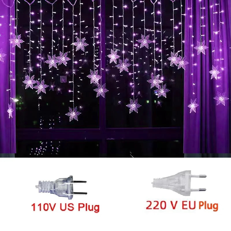 3.2M Snowflake LED Curtain String Lights
