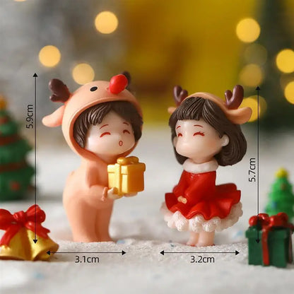 Mini Christmas Couple Figurine Set