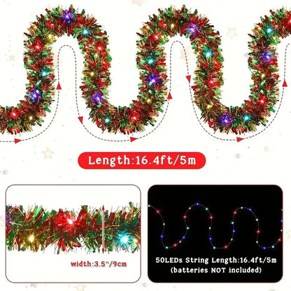 LED Shiny Metallic Christmas Tinsel Garland