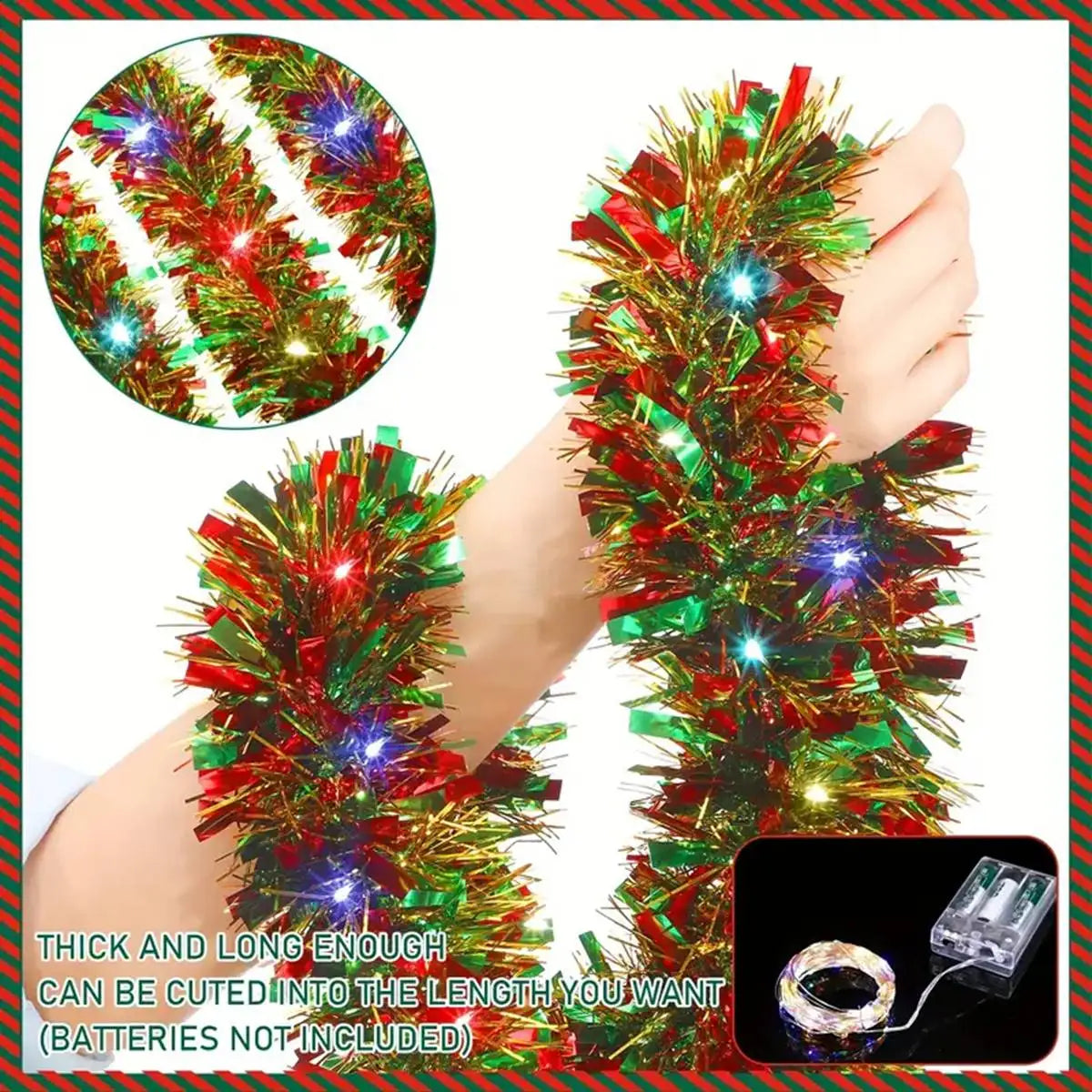 LED Shiny Metallic Christmas Tinsel Garland