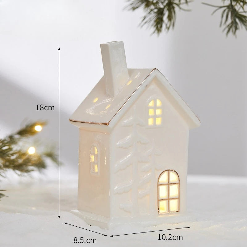 Ceramic Light Up Christmas Tree House Desktop