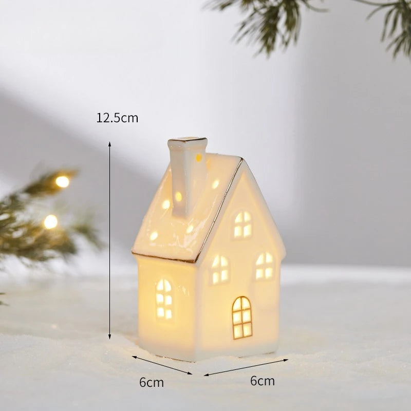 Ceramic Light Up Christmas Tree House Desktop